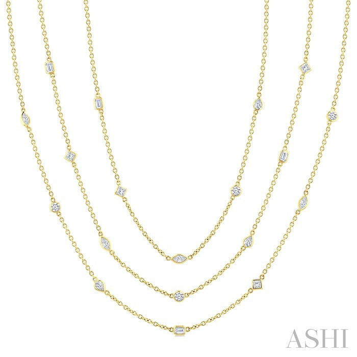 Mixed Shape Layered Diamond Station Necklace