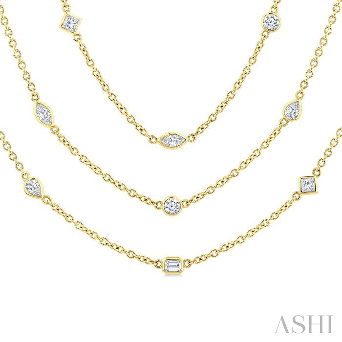 Mixed Shape Layered Diamond Station Necklace