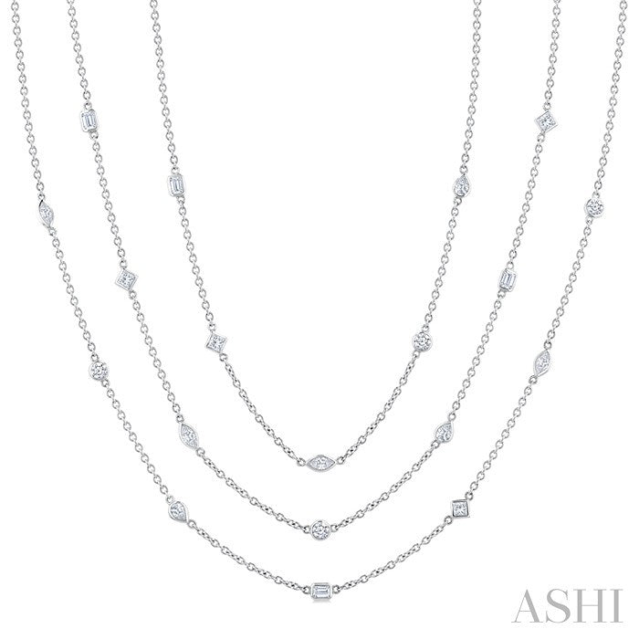 Mixed Shape Layered Diamond Station Necklace