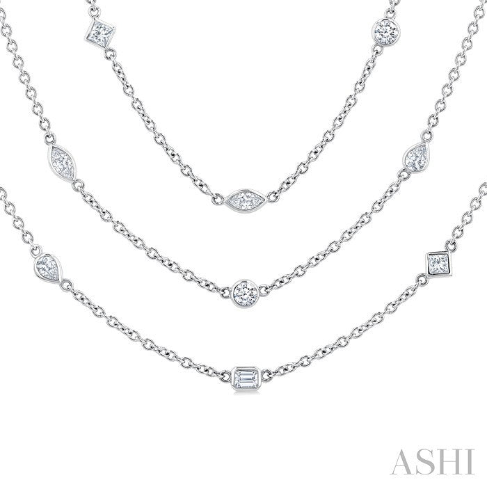 Mixed Shape Layered Diamond Station Necklace