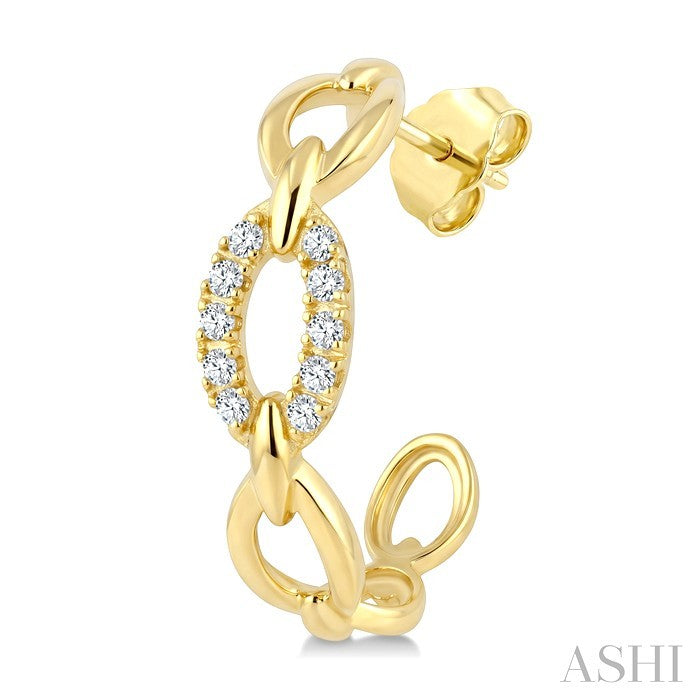 Open Link Diamond Fashion Half Hoop Earrings