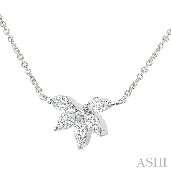 Marquise Shape Chevron Diamond Necklace