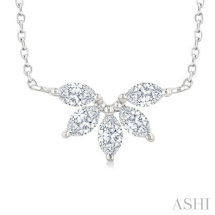 Marquise Shape Chevron Diamond Necklace