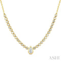 Luna Bezel Pear Shape Halfway Diamond Necklace