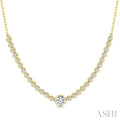 Luna Bezel Round Shape Halfway Diamond Necklace