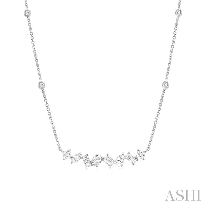 Mixed Shape Diamond Station Necklace