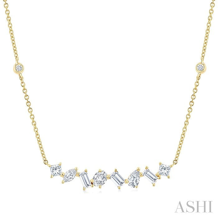 Mixed Shape Diamond Station Necklace
