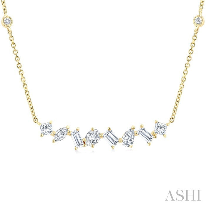 Mixed Shape Diamond Station Necklace