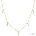 Emerald Shape Diamond Dangle Station Necklace