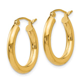 14k Polished 3mm Lightweight Tube Hoop Earrings