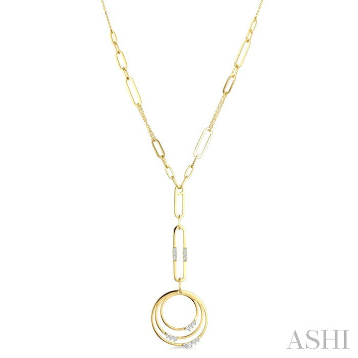 Circle Paperclip Link Diamond Fashion Necklace