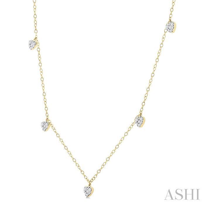 Heart Shape Lovebright Diamond Station Necklace