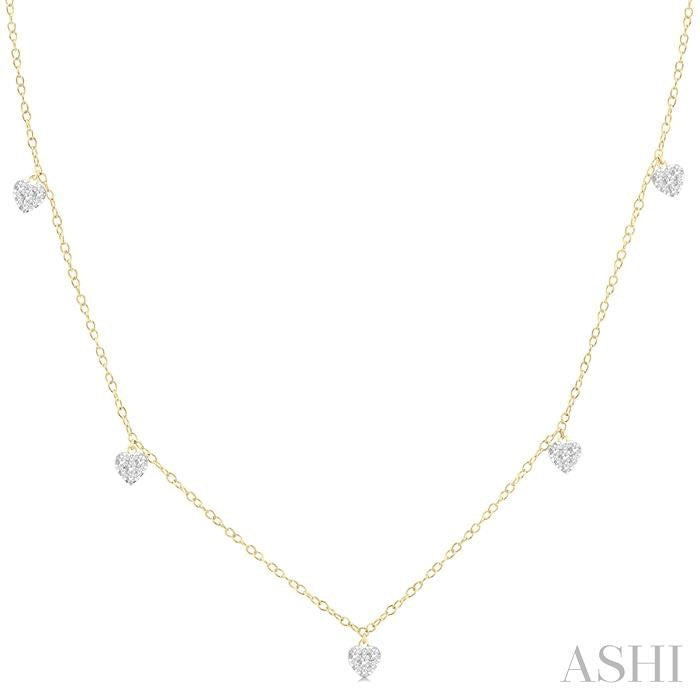 Heart Shape Lovebright Diamond Station Necklace