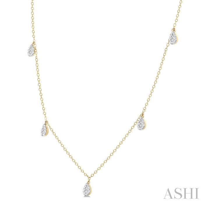 Pear Shape Lovebright Diamond Station Necklace