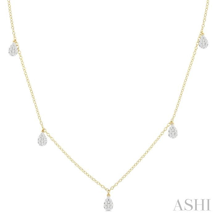 Pear Shape Lovebright Diamond Station Necklace