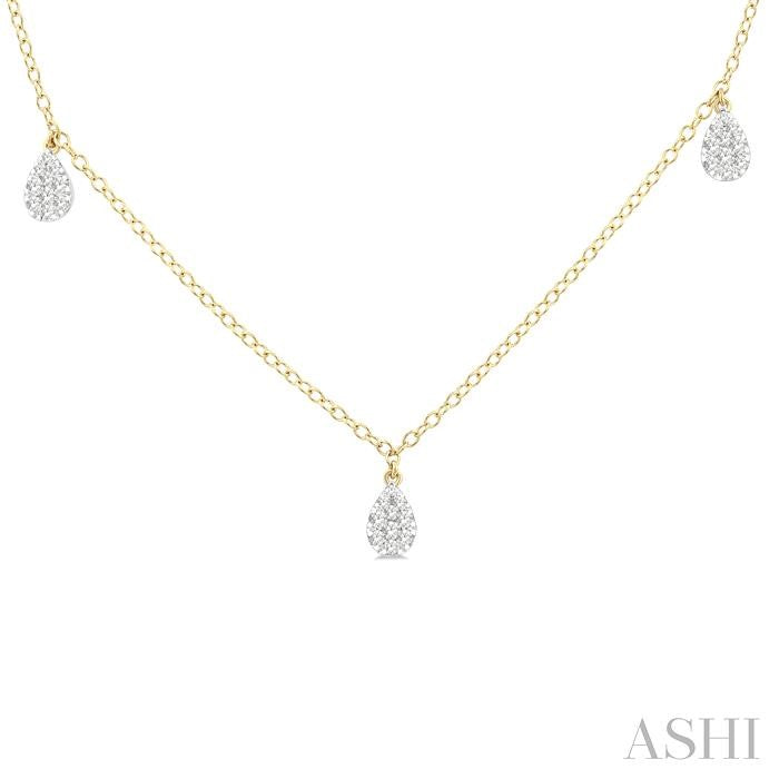 Pear Shape Lovebright Diamond Station Necklace
