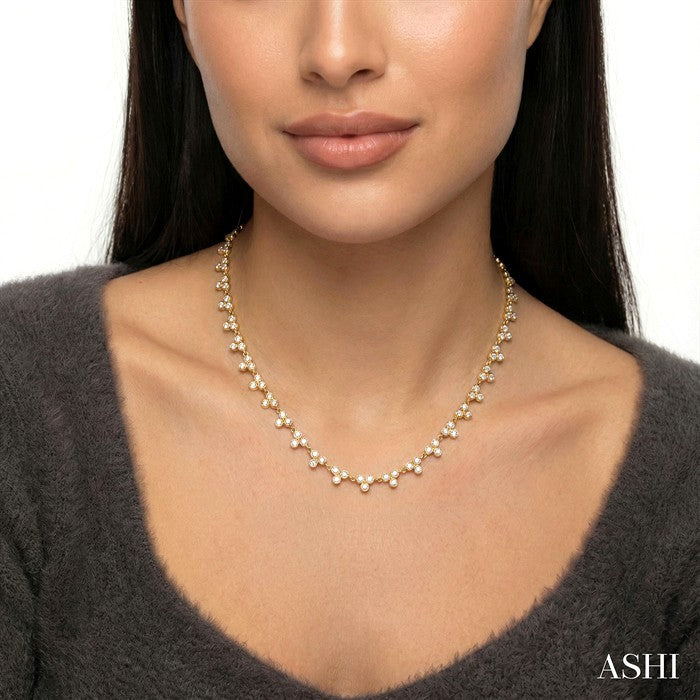 3 Stone Bezel Diamond Station Necklace
