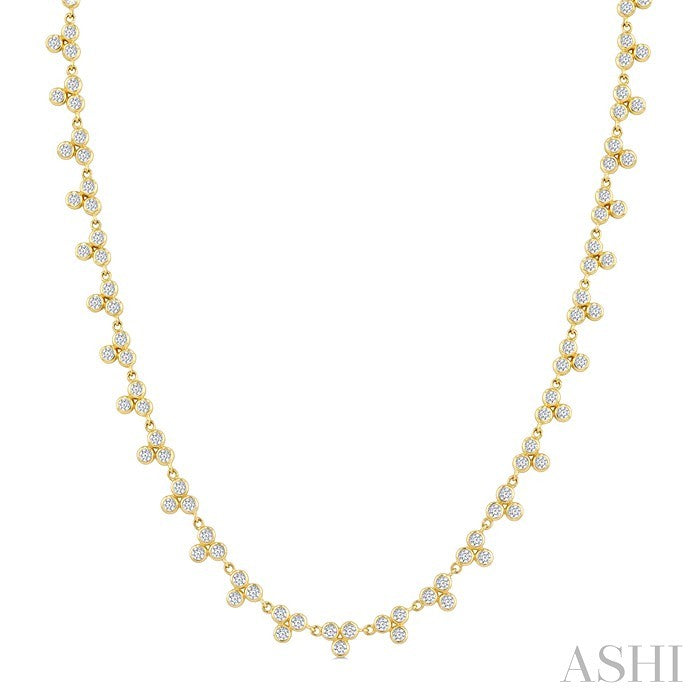 3 Stone Bezel Diamond Station Necklace