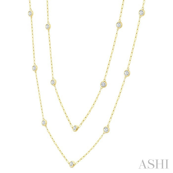 Bezel Set Diamond Station Necklace