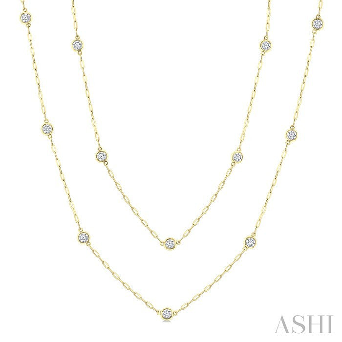 Bezel Set Diamond Station Necklace
