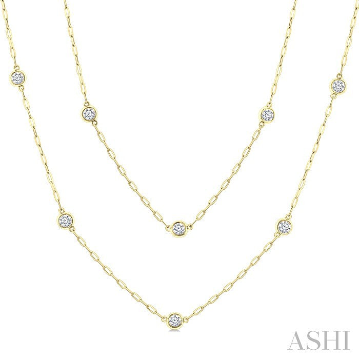 Bezel Set Diamond Station Necklace