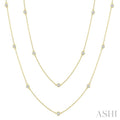 Bezel Set Diamond Station Long Necklace