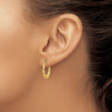 14k Polished Bamboo Design Hollow Hoop Earrings