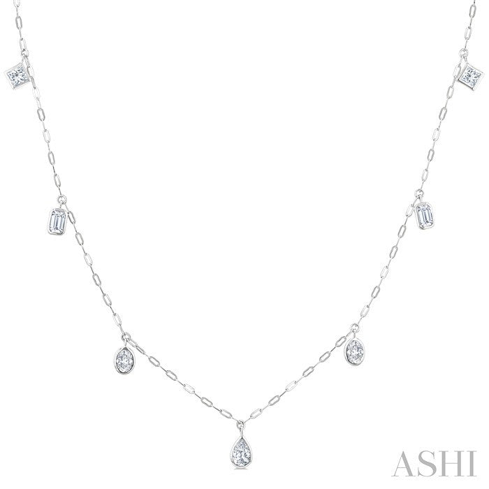 Mixed Shape Bezel Set Diamond Station Necklace