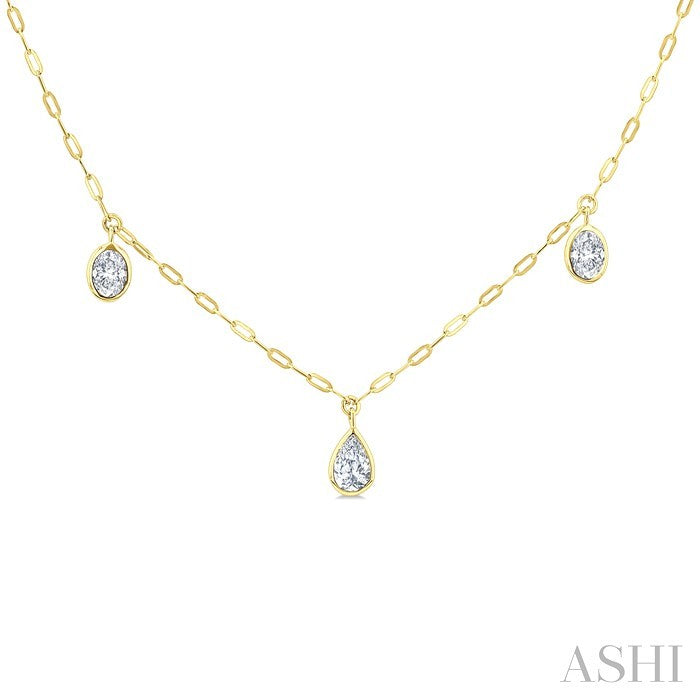 Mixed Shape Bezel Set Diamond Station Necklace