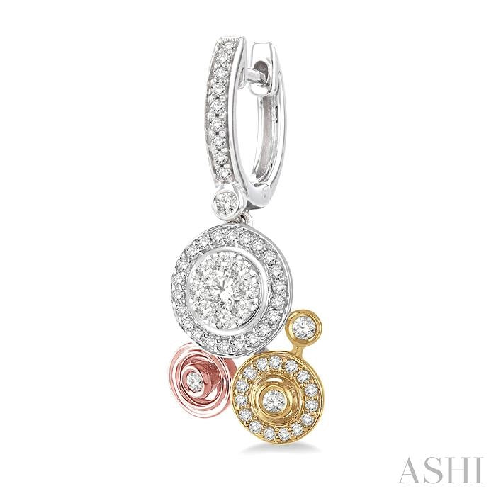 Round Shape Halo Lovebright Diamond Fashion Earrings