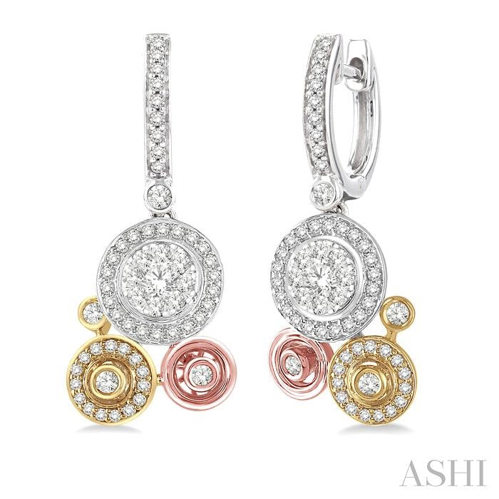 Round Shape Halo Lovebright Diamond Fashion Earrings