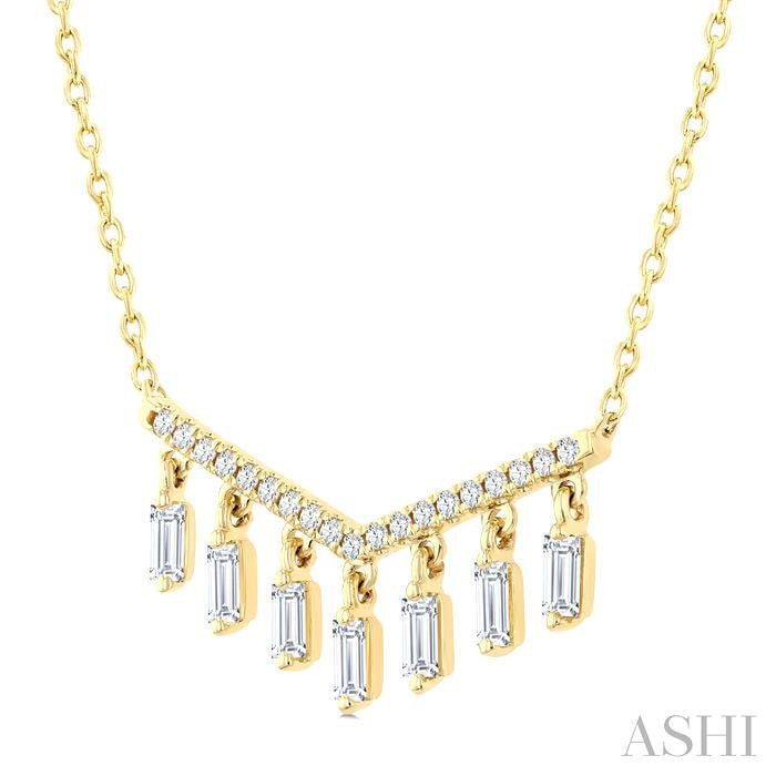Emerald Shape Diamond Chandelier Fashion Necklace