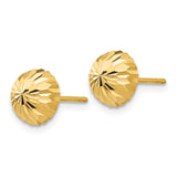 14k Gold Diamond-cut 8mm Domed Post Earrings