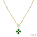 Clover Gemstone & Diamond Station Necklace