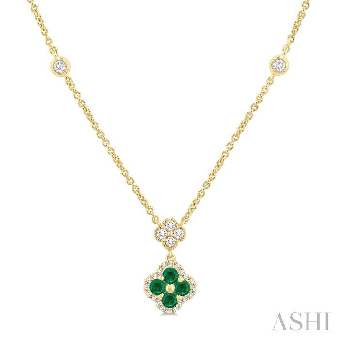 Clover Gemstone & Diamond Station Necklace