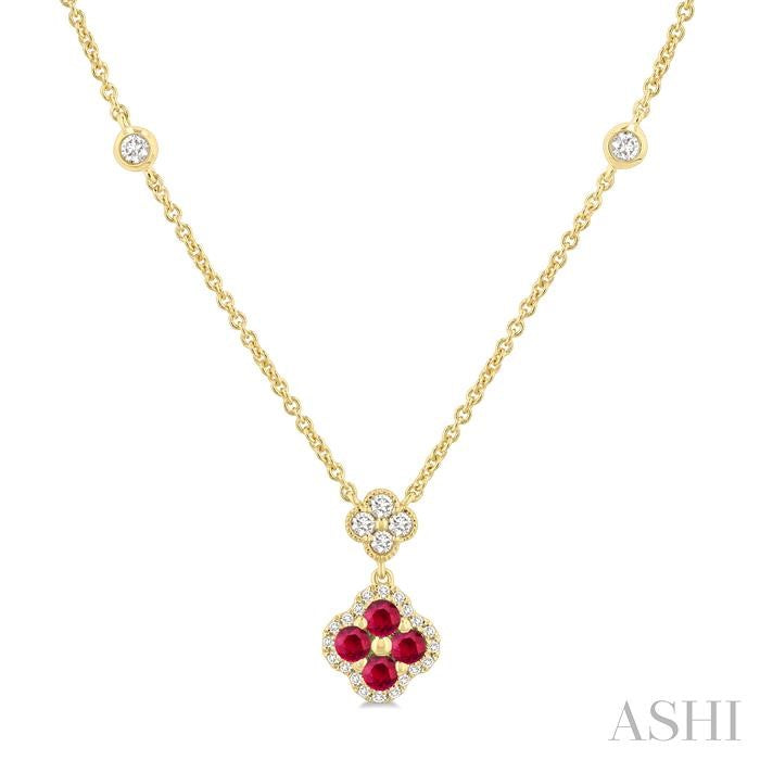 Clover Gemstone & Diamond Station Necklace