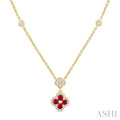 Clover Gemstone & Diamond Station Necklace