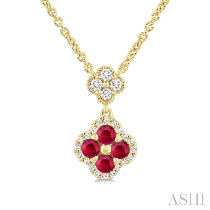Clover Gemstone & Diamond Station Necklace