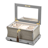 Luxury Giftware by Jere Grey Veneer and Painted Finish Locking Wooden Jewelry Box