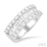 1 3/4 Ctw Channel Set Baguette and Round Cut Diamond Fashion Band in 14K White Gold
