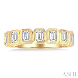 1 Ctw 7-Stone Bezel Set Emerald Cut Diamond Fashion Band in 14K Yellow Gold
