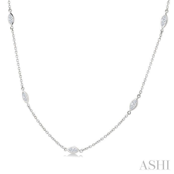 Marquise Shape Diamond Station Necklace
