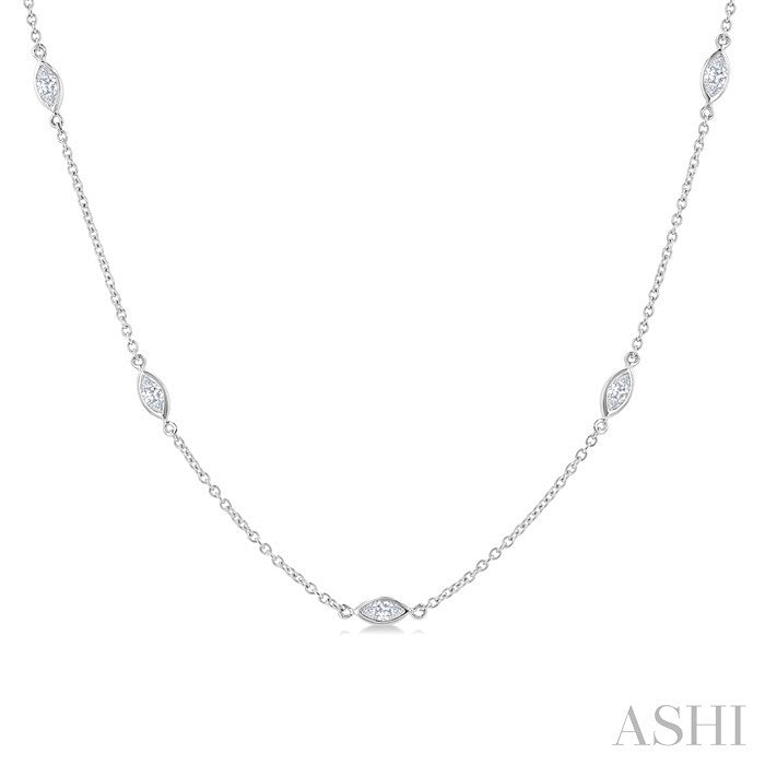 Marquise Shape Diamond Station Necklace