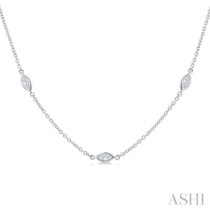 Marquise Shape Diamond Station Necklace