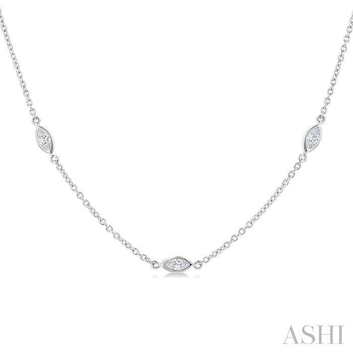 Marquise Shape Diamond Station Necklace
