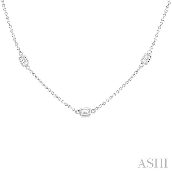 Emerald Shape Diamond Station Necklace