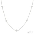 Princess Shape Diamond Station Necklace