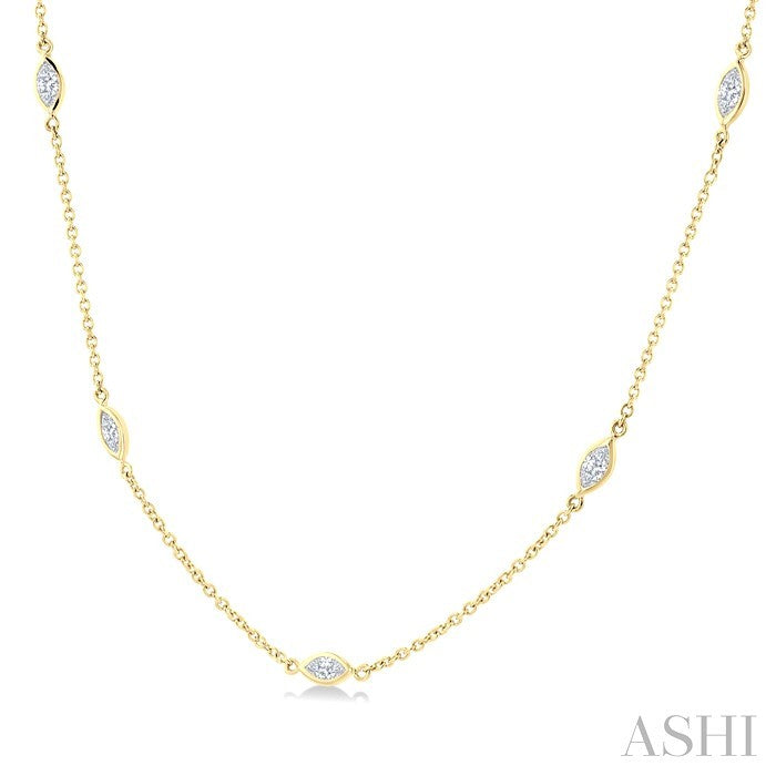 Marquise Shape Diamond Station Necklace