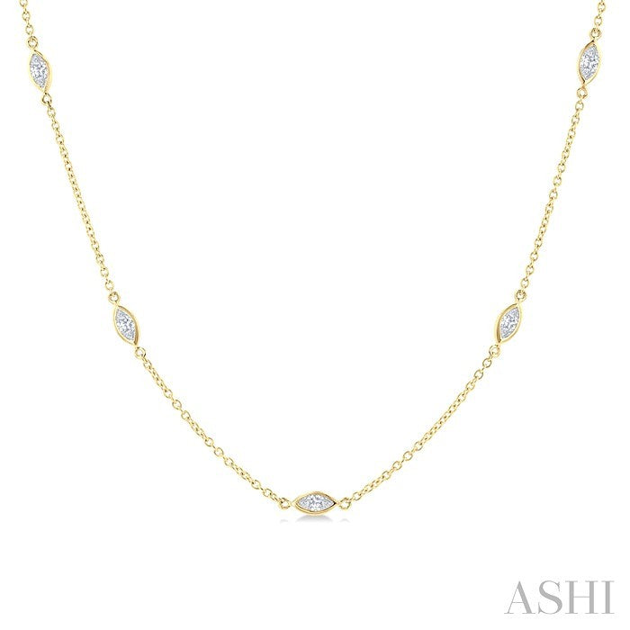 Marquise Shape Diamond Station Necklace