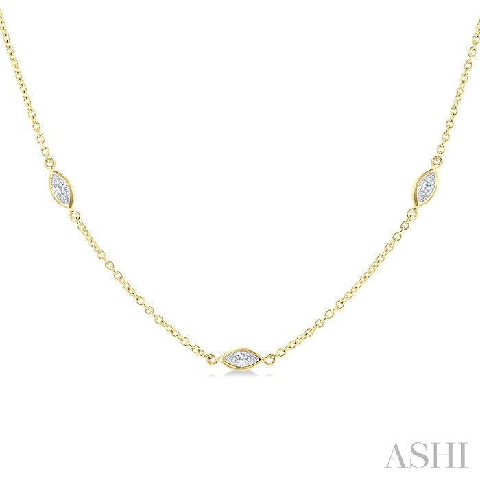 Marquise Shape Diamond Station Necklace